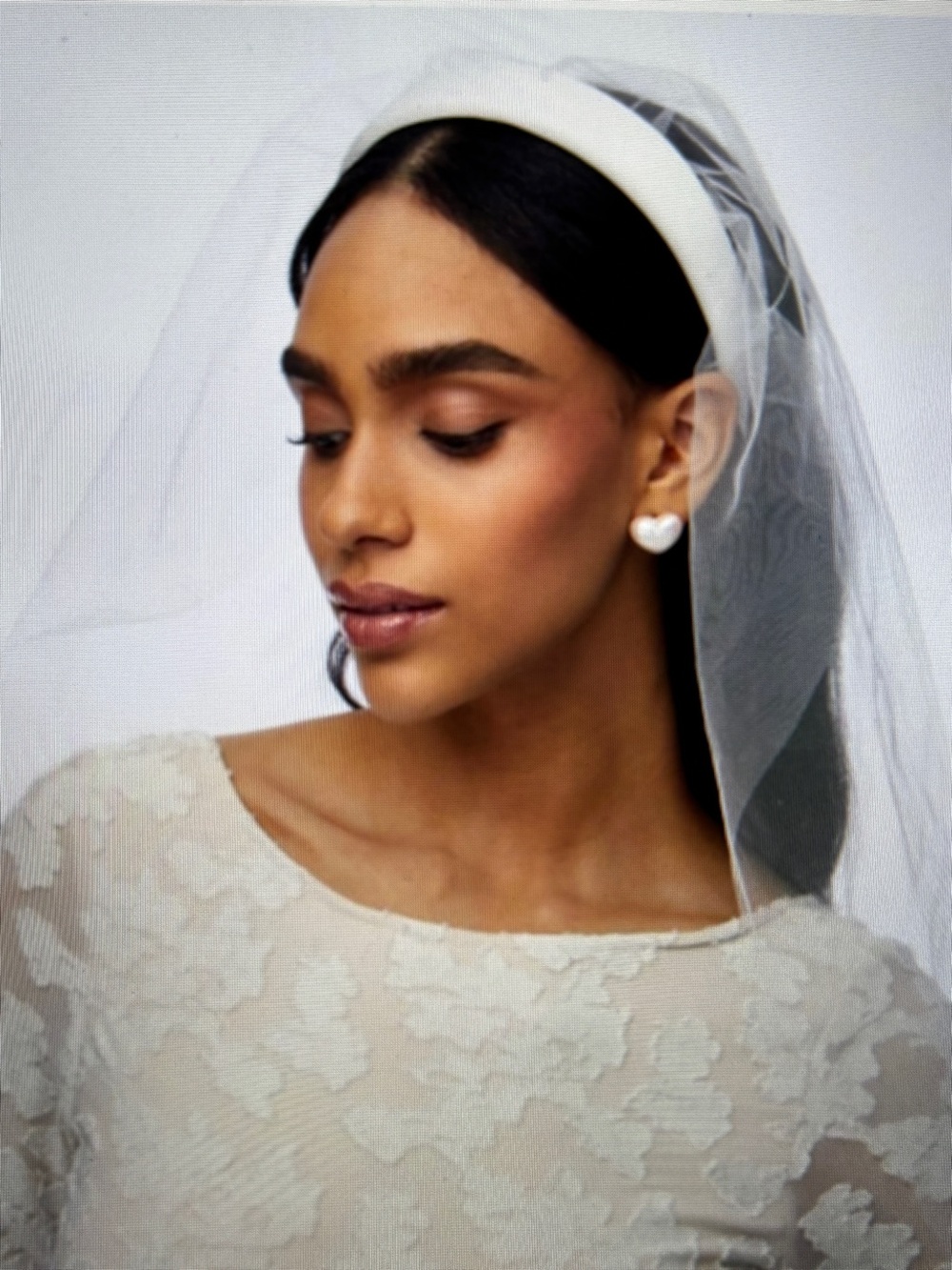 NWT Lele Sadoughi Alice White Satin Headband with Veil
